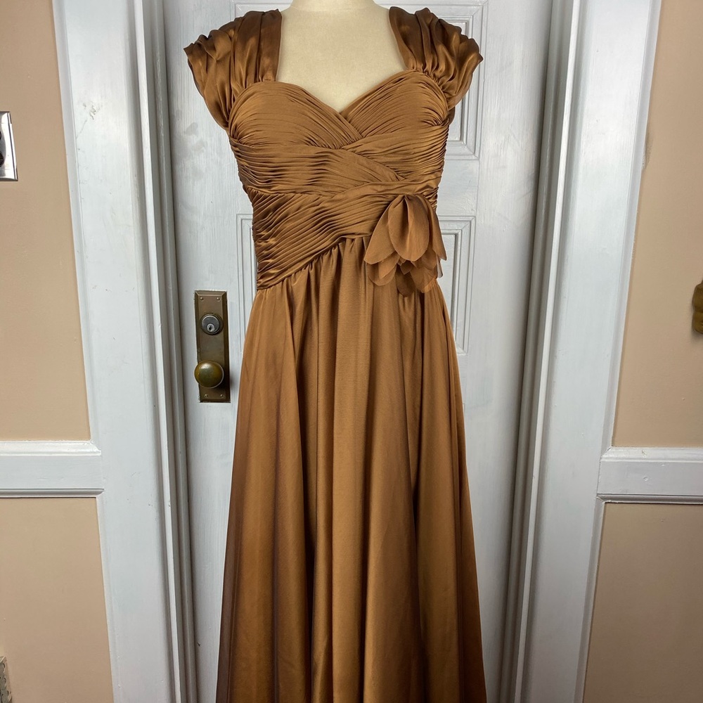 Vintage Chocolate Gold Ruffle Dress